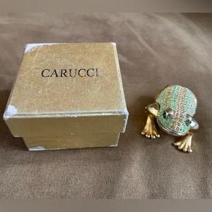 NWOT Carucci frog jewelry box / pill box pave rhinestones crystals